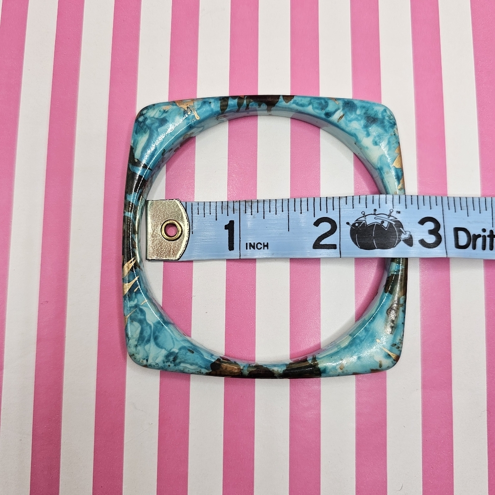 Set of 2 Turquoise and Gold Square Resin Bangles - Picture 5 of 5